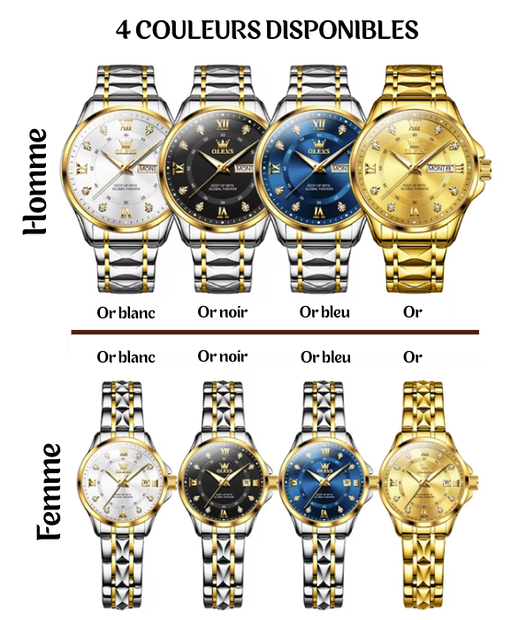 Montre VENCIA™ OLEVS - homme / femme - Résistant à l'eau